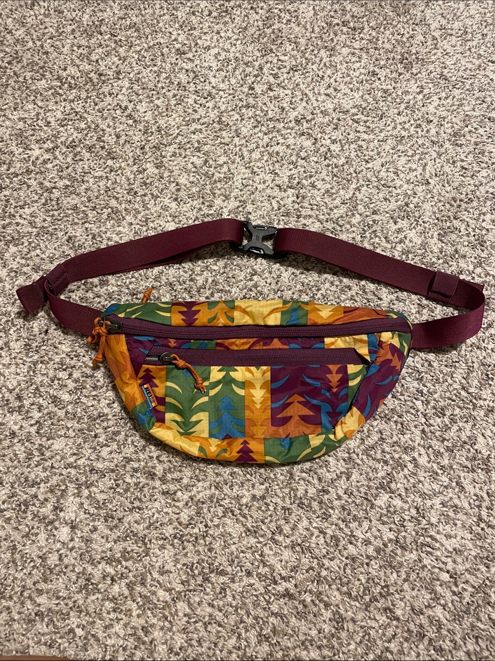 REI Multicolor Patterned Waist Pack with Maroon Strap